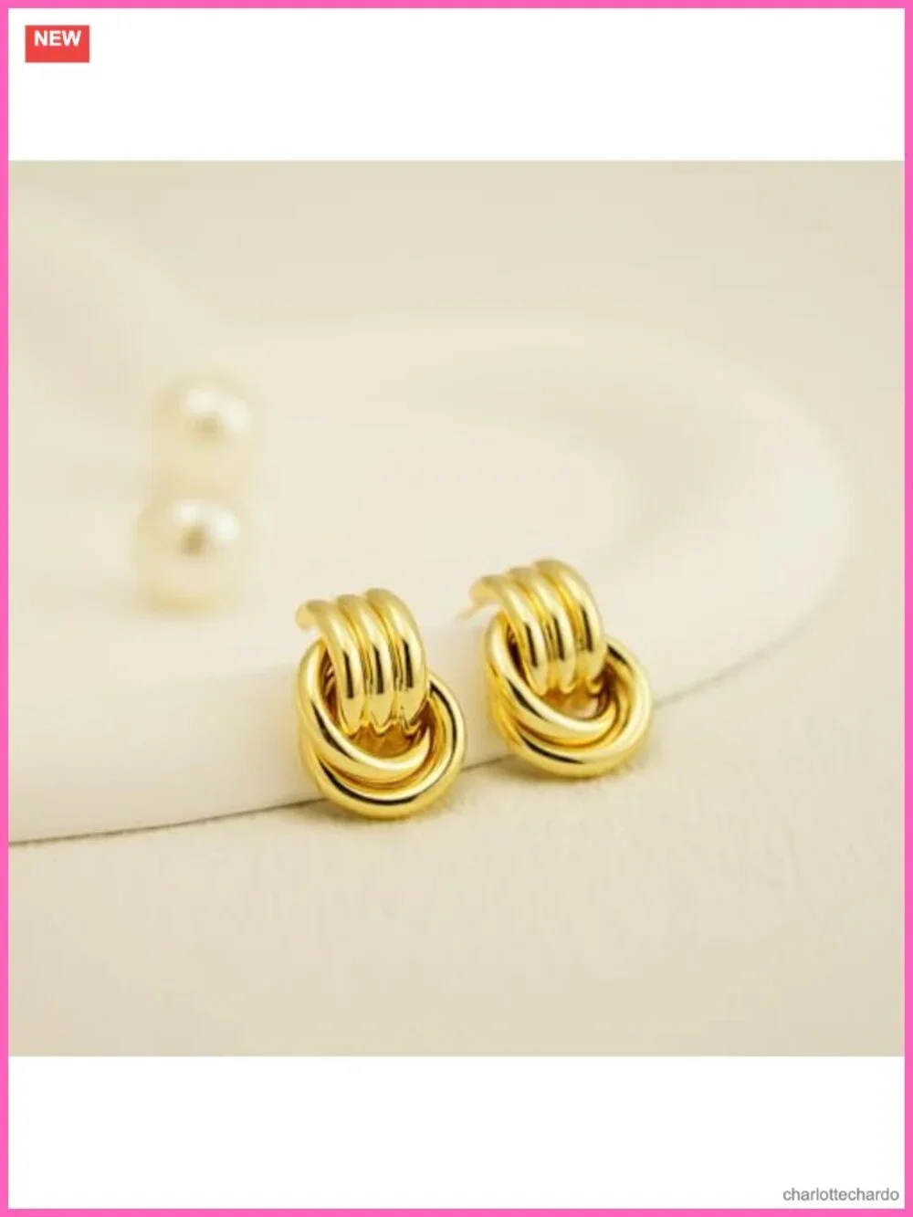Chunky Gold Knot Earrings for Women Trendy Statement Dangle Earrings